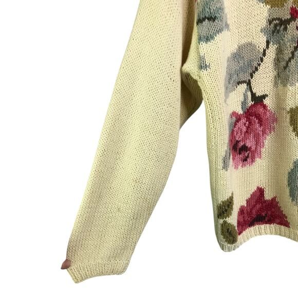 Vintage Cambridge Sweater Women L Y2K Cottage Core Floral Granny Irish 90's Rose - Picture 4 of 7